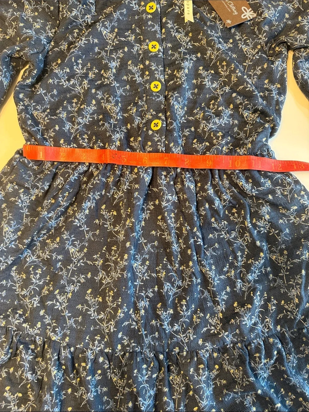 Matilda Jane Navy Floral Button-Up Tiered Dress with Yellow Accents